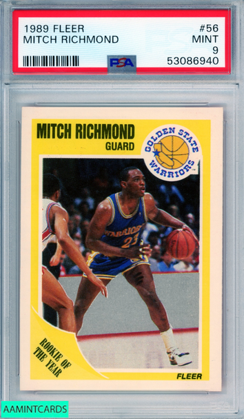 1989 FLEER MITCH RICHMOND #56 ROOKIE HOF GOLDEN STATE WARRIORS RC PSA 9 MINT 53086940 1989 FLEER MITCH RICHMOND #56 ROOKIE HOF GOLDEN STATE WARRIORS RC PSA 9 MINT 53086940