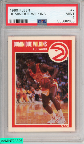 1989 FLEER DOMINIQUE WILKINS #7 HOF ATLANTA HAWKS PSA 9 MINT 53086986 1989 FLEER DOMINIQUE WILKINS #7 HOF ATLANTA HAWKS PSA 9 MINT 53086986