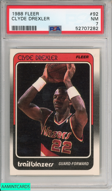 1988 FLEER CLYDE DREXLER #92 HOF PORTLAND TRAILBLAZERS PSA 7 NM 52707282