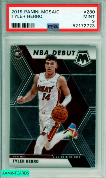 2019 PANINI MOSAIC TYLER HERRO #280 ROOKIE MIAMI HEAT RC PSA 9 MINT 52172723 2019 PANINI MOSAIC TYLER HERRO #280 ROOKIE MIAMI HEAT RC PSA 9 MINT 52172723