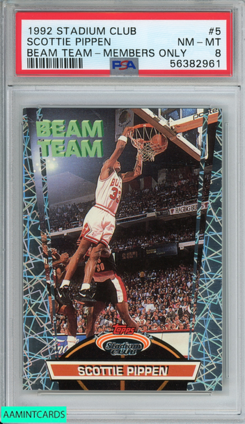 1992 STADIUM CLUB SCOTTIE PIPPEN #5 BEAM TEAM-MEMBERS ONLY BULLS HOF PSA 8 NM-MT 56382961 1992 STADIUM CLUB SCOTTIE PIPPEN #5 BEAM TEAM-MEMBERS ONLY BULLS HOF PSA 8 NM-MT 56382961