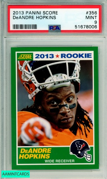 2013 PANINI SCORE DEANDRE HOPKINS #356 ROOKIE HOUSTON TEXANS PSA MINT 9 51678006 2013 PANINI SCORE DEANDRE HOPKINS #356 ROOKIE HOUSTON TEXANS PSA MINT 9 51678006