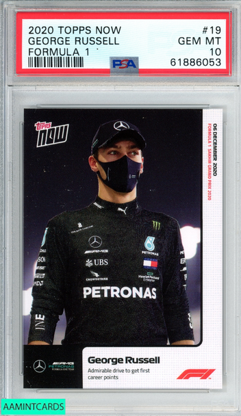 2020 TOPPS NOW FORMULA 1 GEORGE RUSSELL #19 ROOKIE RC PSA 10 GEM MT 61886053