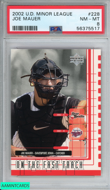 2002 UPPER DECK MINOR LEAGUE JOE MAUER #228 ROOKIE RC TWINS PSA 8 NM-MT 56375517 2002 UPPER DECK MINOR LEAGUE JOE MAUER #228 ROOKIE RC TWINS PSA 8 NM-MT 56375517