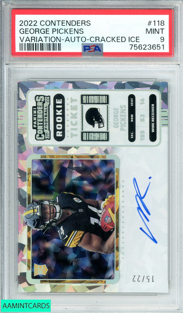 2022 PANINI CONTENDERS GEORGE PICKENS #118 VAR-AU-CRACKED ICE OF 22 RC PSA 9 75623651 2022 PANINI CONTENDERS GEORGE PICKENS #118 VAR-AU-CRACKED ICE OF 22 RC PSA 9 75623651