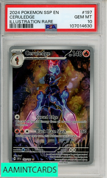 2024 POKEMON SSP EN-SURGING SPARKS CERULEDGE #197 ILLUST RARE PSA 10 107014630 2024 POKEMON SSP EN-SURGING SPARKS CERULEDGE #197 ILLUST RARE PSA 10 107014630