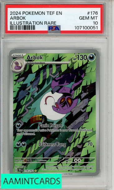 2024 POKEMON TEF EN-TEMPORAL FORCES ARBOK #176 ILLUST RARE PSA 10 107100051 2024 POKEMON TEF EN-TEMPORAL FORCES ARBOK #176 ILLUST RARE PSA 10 107100051