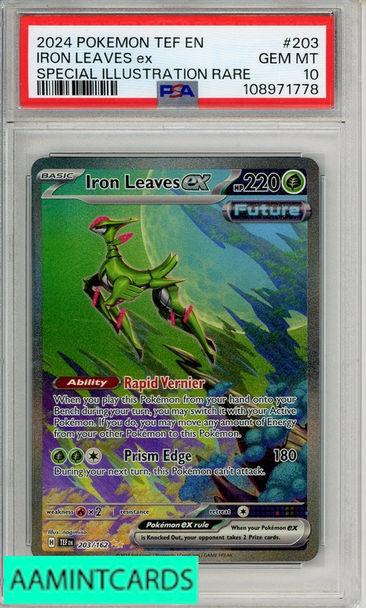 2024 POKEMON TEF EN-TEMPORAL FORCES IRON LEAVES EX #203 SIR PSA 10 108971778