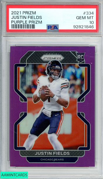 2021 PANINI PRIZM JUSTIN FIELDS #334 PURPLE PRIZM 18 OF 125 ROOKIE RC PSA 10 92821846