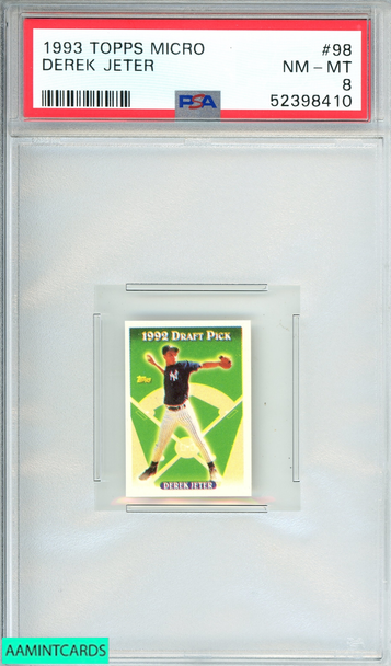 1993 TOPPS MICRO DEREK JETER #98 NY YANKEES MINI ROOKIE RC PSA 8 NM-MT 52398410 1993 TOPPS MICRO DEREK JETER #98 NY YANKEES MINI ROOKIE RC PSA 8 NM-MT 52398410