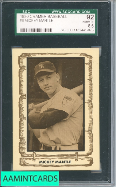 1980 CRAMER LEGENDS MICKEY MANTLE #6 SGC 8.5 1162441-073 1980 CRAMER LEGENDS MICKEY MANTLE #6 SGC 8.5 1162441-073