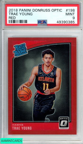 2018 PANINI DONRUSS OPTIC TRAE YOUNG #198 RED 68 OF 99 ROOKIE RC PSA 9 MINT 49390385
