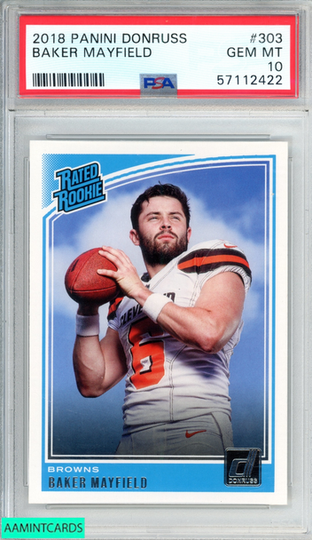 2018 PANINI DONRUSS BAKER MAYFIELD #303 ROOKIE RC BROWNS PSA 10 GEM MT 57112422