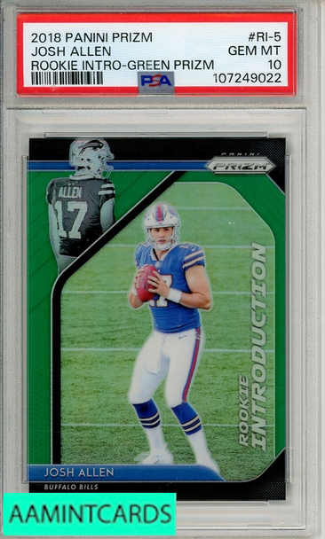 2018 PANINI PRIZM ROOKIE INTRODUCTION JOSH ALLEN #RI-5 GREEN PSA 10 107249022