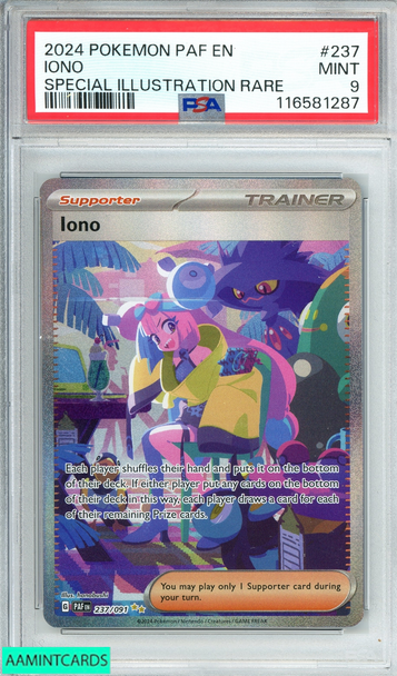 2024 POKEMON PAF EN-PALDEAN FATES IONO #237 SPECIAL ILLUSTRATION RARE PSA 9 MINT 116581287