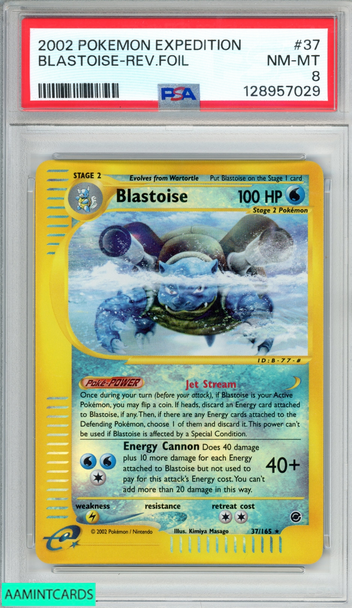 2002 POKEMON EXPEDITION BLASTOISE REVERSE FOIL #37 PSA 8 NM-MT 128957029