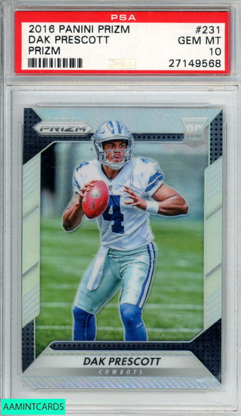 2016 PANINI PRIZM DAK PRESCOTT #231 PRIZM ROOKIE RC COWBOYS PSA 10 GEM MT 27149568