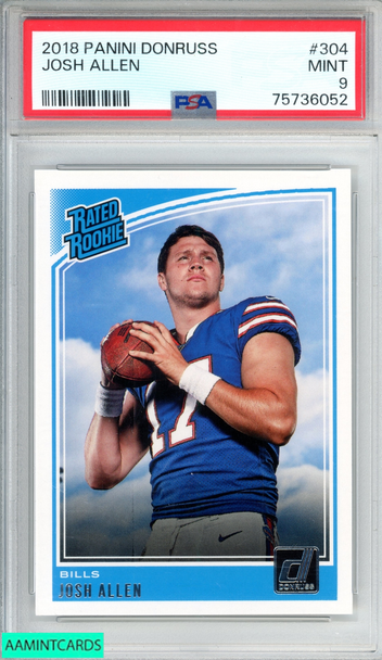 2018 PANINI DONRUSS JOSH ALLEN #304 ROOKIE RC BILLS PSA 9 MINT 75736052