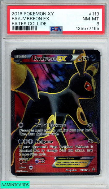 2016 POKEMON XY FATES COLLIDE FA UMBREON EX #119 PSA 8 NM-MT 125577165