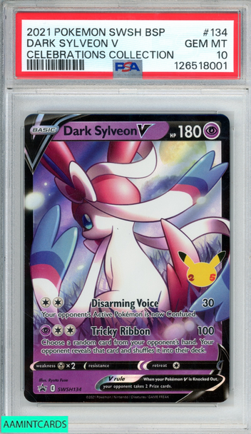 2021 POKEMON SWSH BLACK STAR PROMO DARK SYLVEON V #134 CELEBRATIONS COLL PSA 10 126518001