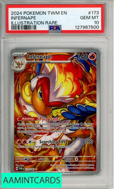 2024 POKEMON TWM EN-TWILIGHT MASQUER INFERNAPE #173 ILL RARE PSA 10 127967500