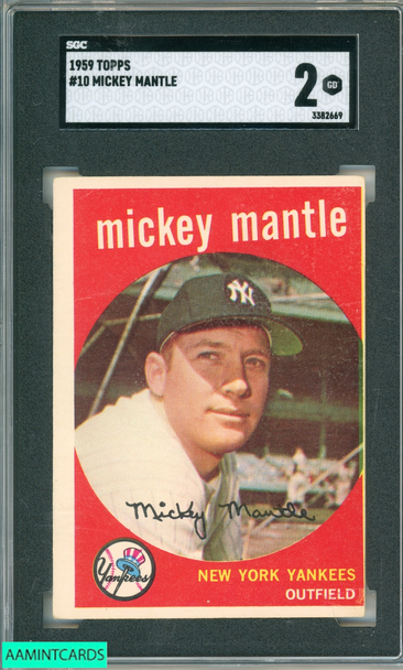 1959 TOPPS MICKEY MANTLE #10 NEW YORK YANKEES HOF SGC 2 GOOD 3382669