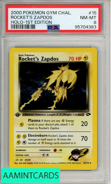 2000 POKEMON GYM CHALLENGE ROCKETS ZAPDOS #15 HOLO-1ST ED PSA 8 95704383