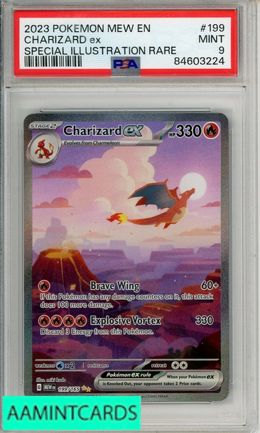 2023 POKEMON MEW EN-151 CHARIZARD EX #199 SIR PSA 9 MINT 84603224
