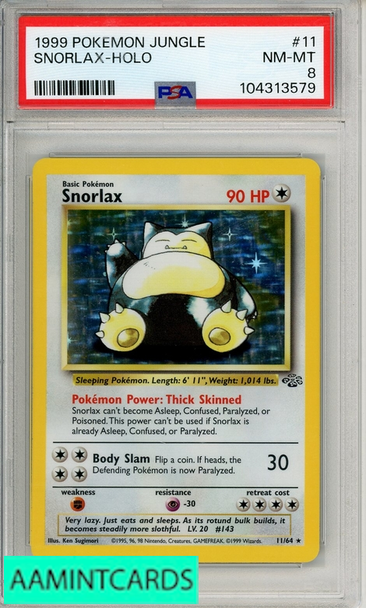 1999 POKEMON JUNGLE SNORLAX-HOLO #11 PSA 8 NM-MT 104313579