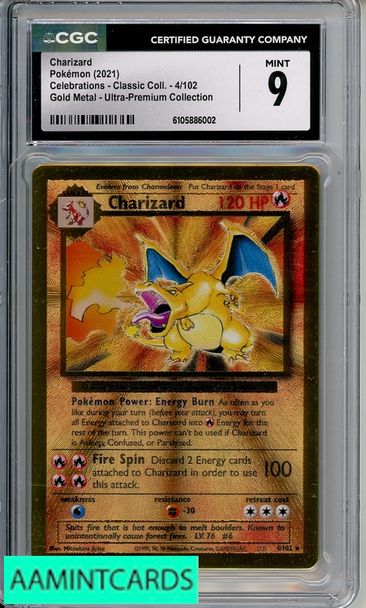 2021 POKEMON CELEBS CLASSIC COLL GOLD METAL UPC CHARIZARD #4 CGC 9 6105886002