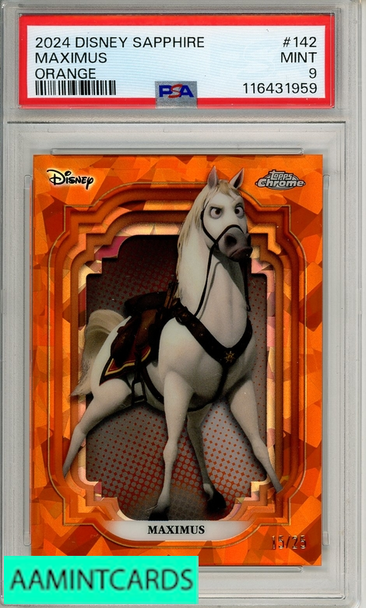 2024 TOPPS CHROME DISNEY SAPPHIRE EDITION MAXIMUS #142 ORANGE PSA 9 MINT 116431959