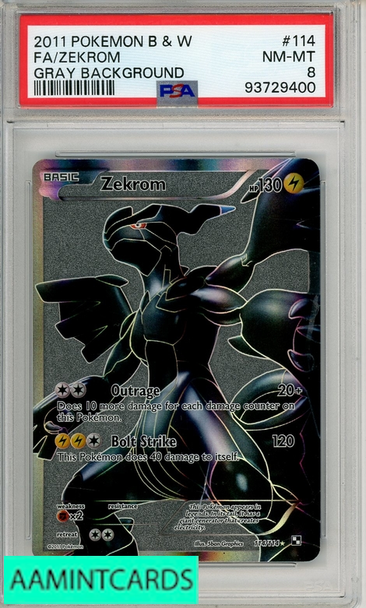 2011 POKEMON BLACK WHITE FA ZEKROM #114 GRAY BACKGROUND PSA 8 93729400