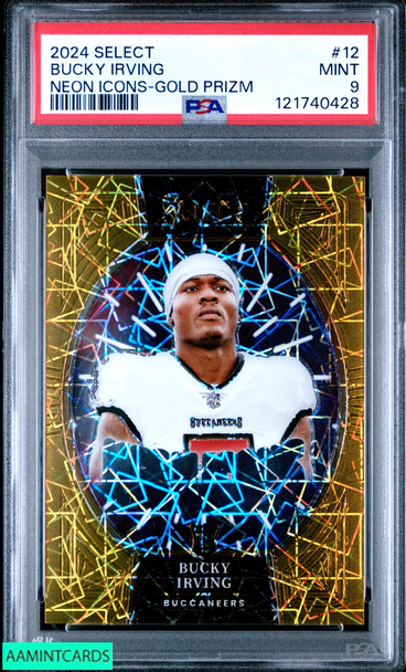 2024 PANINI SELECT NEON ICONS BUCKY IRVING #12 GOLD PRIZM 8 OF 10 ROOKIE PSA 9 121740428
