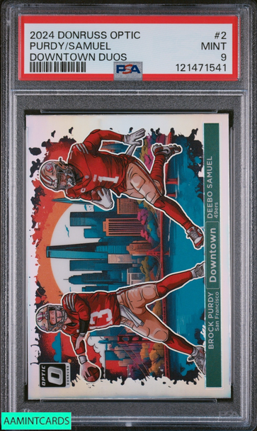 2024 PANINI DONRUSS OPTIC DOWNTOWN DUOS PURDY SAMUEL #2 49ERS PSA 9 MINT 121471541