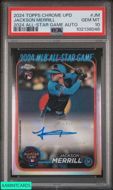 2024 TOPPS CHROME UPDATE 2024 ALL-STAR GAME AUTO JACKSON MERRILL #JM RC PSA 10 102138046