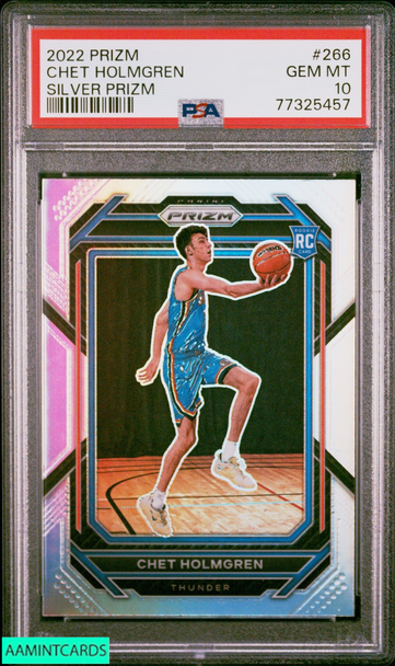 2022 PANINI PRIZM CHET HOLMGREN #266 SILVER PRIZM ROOKIE RC PSA 10 GEM MT 77325457