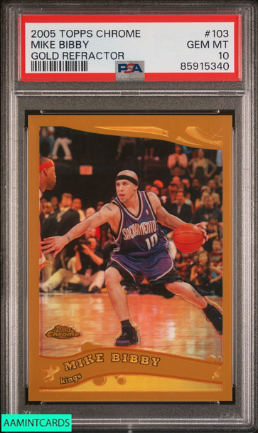 2005 TOPPS CHROME MIKE BIBBY #103 GOLD REFRACTOR 50 OF 99 KINGS PSA 10 GEM MT 85915340