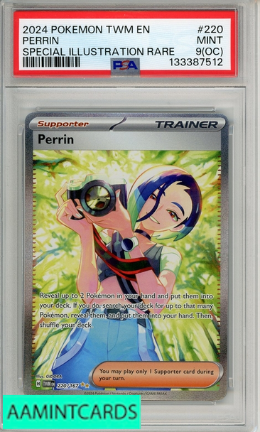 2024 POKEMON TWM EN-TWILIGHT MASQUERADE PERRIN #220 SIR PSA 9 MINT (OC) 133387512