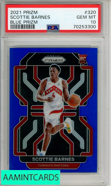 2021 PANINI PRIZM SCOTTIE BARNES #320 BLUE PRIZM PSA 10 GEM MT 70253300