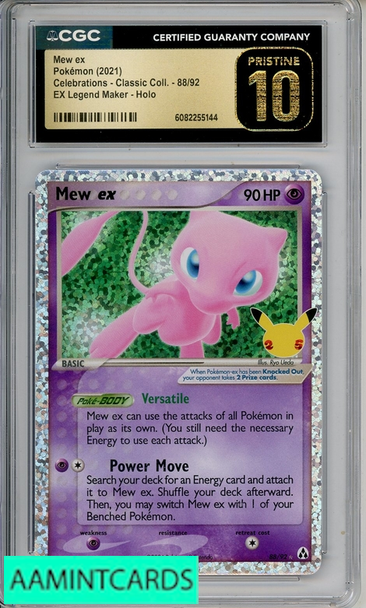 2021 PKMN CLEB CLASSIC COLL MEW EX LEGEND MAKER HOLO 88 CGC 10 PRISTINE 6082255144