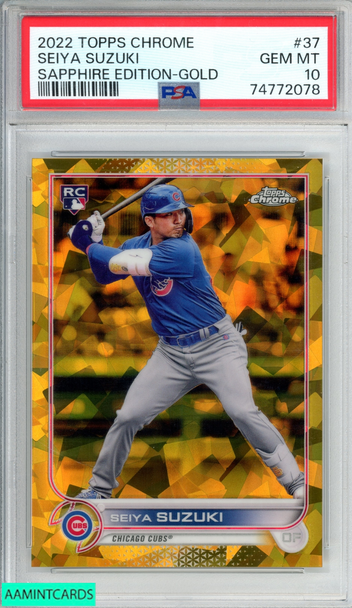 2022 TOPPS CHROME SAPPHIRE EDITION SEIYA SUZUKI #37 GOLD 4 OF 50 ROOKIE PSA 10 74772078