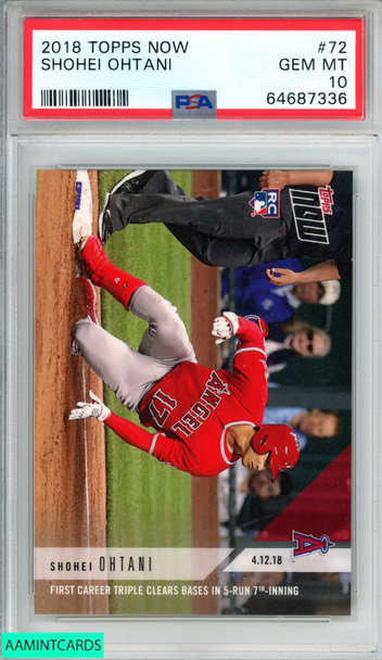 2018 TOPPS NOW SHOHEI OHTANI #72 ROOKIE RC ANGELS PSA 10 GEM MT 64687336