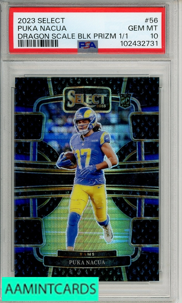 2023 PANINI SELECT PUKA NACUA #56 DRAGON SCALE BLK PRIZM 1 OF 1 PSA 10 102432731