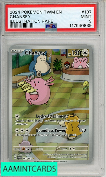 2024 POKEMON TWM EN-TWILIGHT MASQUERADE CHANSEY #187 ILLUSTRATION RARE PSA 9 117540839