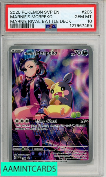 2025 PKMN SVP EN-SV BSP MARNIES MORPEKO #206 MARNIE RIVAL BATTLE DECK PSA 10 127967495