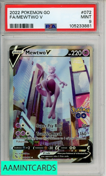 2022 POKEMON GO FA MEWTWO V #072 PSA 9 MINT 105233881