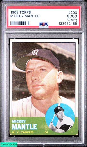 1963 TOPPS MICKEY MANTLE #200 NEW YORK YANKEES HOF PSA 2 GOOD (MK) 123532485