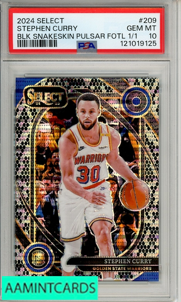 2024 PANINI SELECT STEPHEN CURRY #209 BLACK SNAKESKIN PULSAR FOTL 1 OF 1 PSA 10 121019125