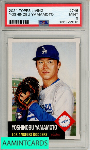 2024 TOPPS LIVING YOSHINOBU YAMAMOTO #746 PSA 9 MINT  RC 136922013