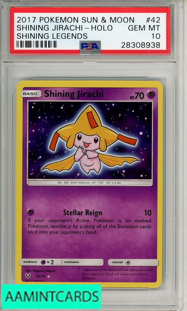 2017 POKEMON SUN MOON SHINING LEGENDS SHINING JIRACHI-HOLO #42 PSA 10 GEM MT 28308938